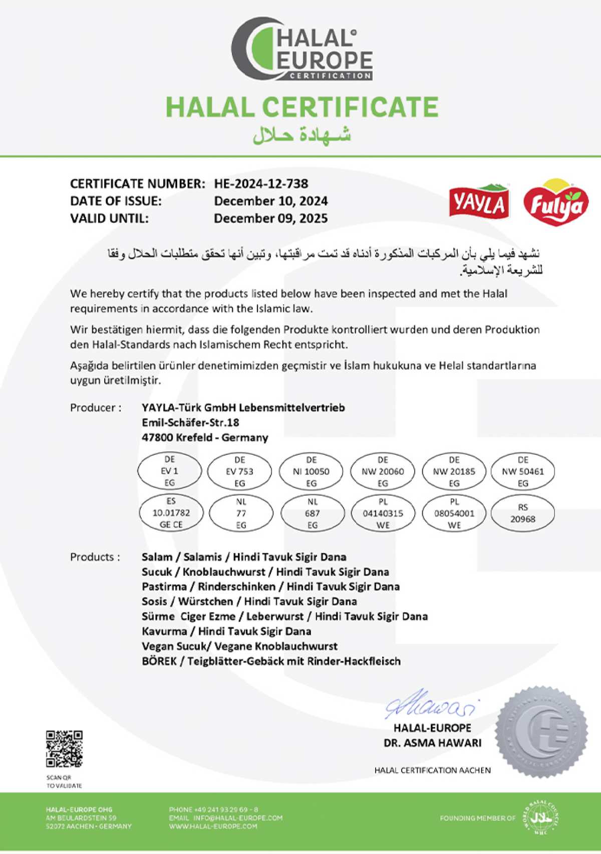 Halal Food & Certificate