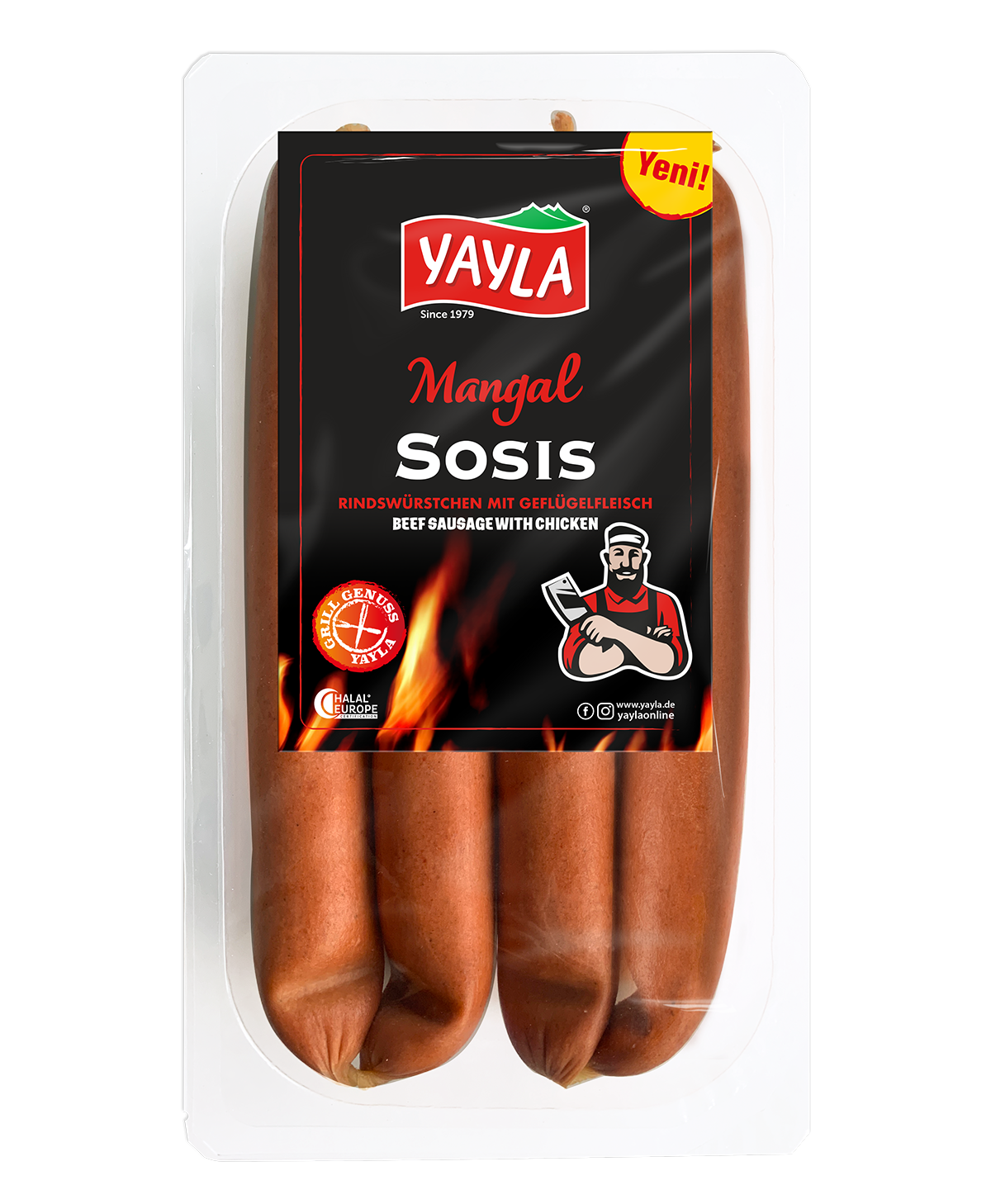 Rindswürstchen mit Geflügelfleisch zum Grillen
